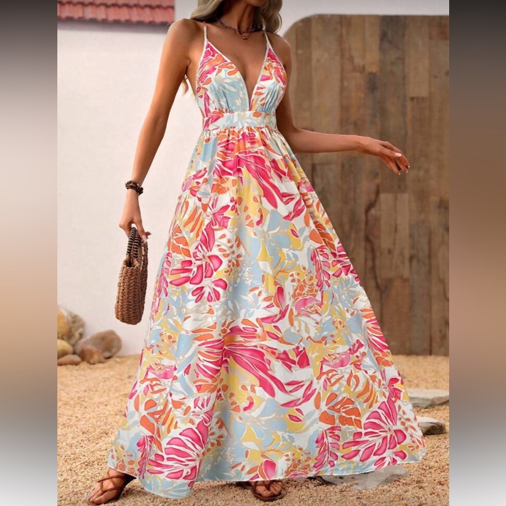 Floral Maxi Dress with V-Neck